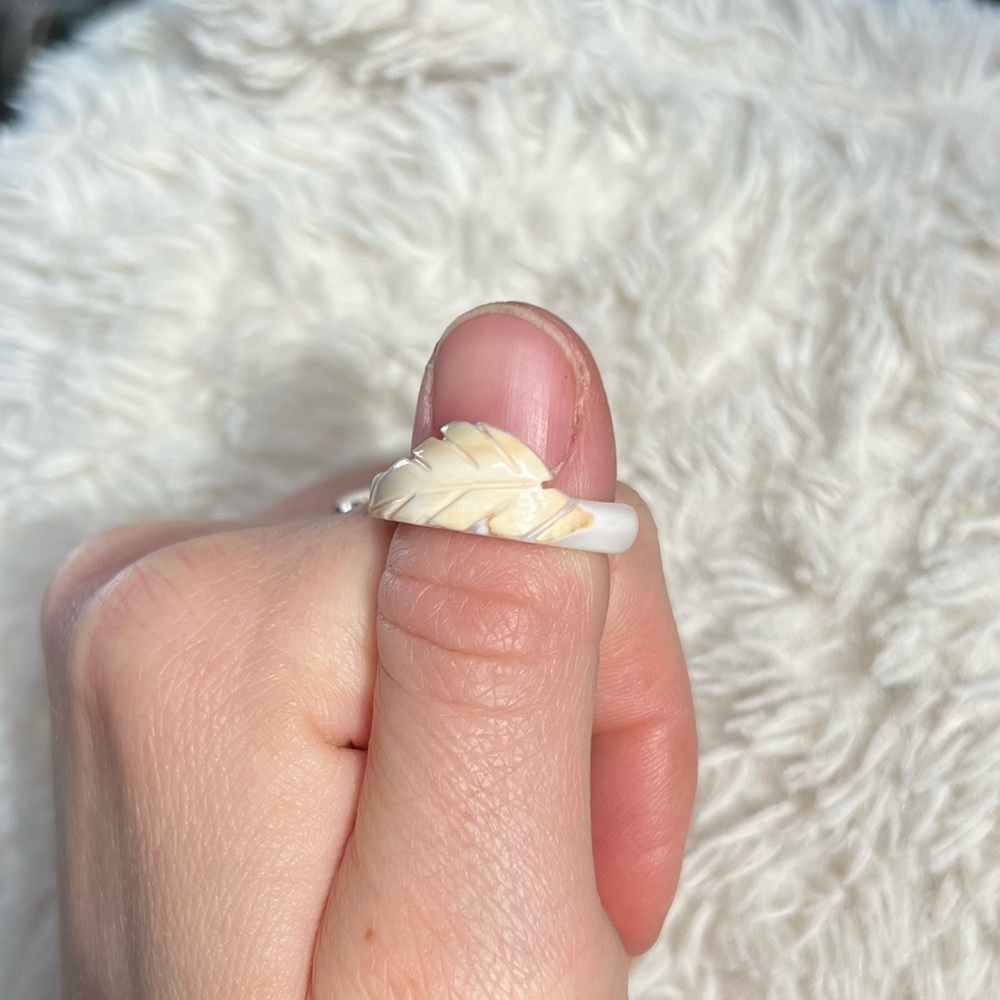 Hand Carved Shell Ring - Picture 6 of 6